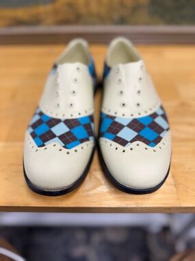 Boon oxford pattern unisex golf shoes argyle pattern Eva construction size M7 W9